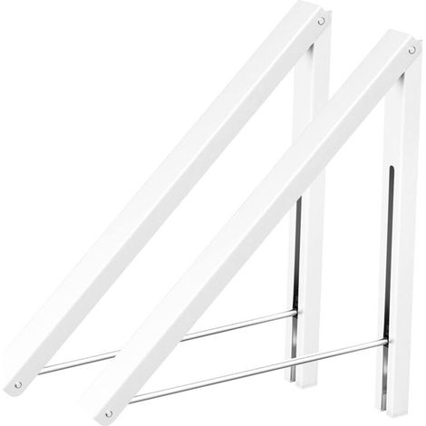 Séchoir à linge mural, rétractable et pliable, adapté aux dortoirs, placards, balcons, buanderies (2 pièces, blanc) (1/5)