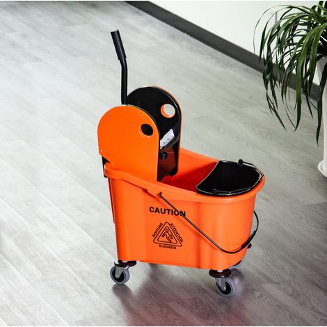 Carro de limpieza 36 L con cubo escurridor, 54 x 41 x 91,5 cm, naranja DESVIAE (1/5)