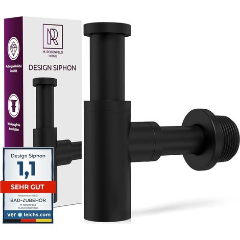 1 Siphon Lavabo Universel 1 1/4 Pouces Hauteur Réglable Noir Mat Laiton Anti-Odeur Salle De Bain (1/5)
