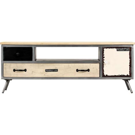 Maison Exclusive - TV-Schrank Massivholz Mango und Stahl 120x30x4 (1/5)