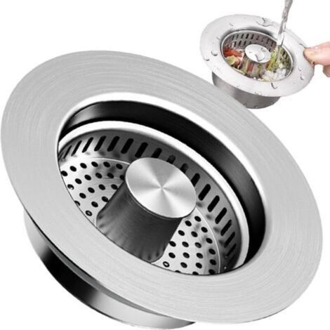 Drain d'évier en métal, crépine de vidange en Acier Inoxydable, Bouchon d'évier Pop-up, évite Les Bouchons d'évier, Panier d'égouttoir de Cuisine Polyvalent, Bouchon de Cuisine Domestique pour éviter (1/5)