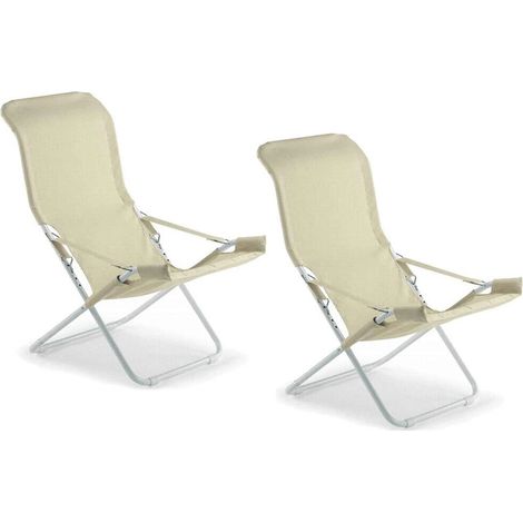 Sedia sdraio fiam fiesta telaio acciaio bianco con telo in juta 127BSJUT x 2 (1/5)