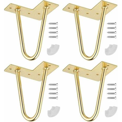 6 pouces Pieds de Table en Epingle à Cheveux, 4 Pouces Pieds de Table en Métal Bricolage, (d'or)