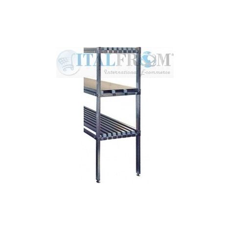SPALLA PER SCAFFALATURE INOX H 250 X 50 CM ,COMPLETA DI TRAVERSINI E BASI ,PORTATA 2500 Kg