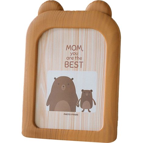 Cadre photo créatif mignon à motif dessin animé, 18 cm, décoration de bureau ou murale pour école maternelle, ours brun (1/5)