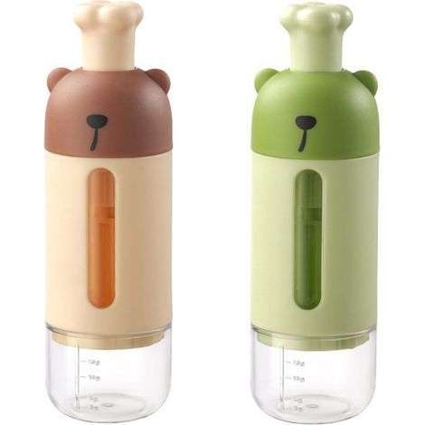 Ensemble de 2 flacons doseurs Bear Chef – Salières et poivrières à pression, pots à épices transparents avec dosage précis, idéaux pour le camping, les barbecues, les pique-niques et la cuisine. (1/5)