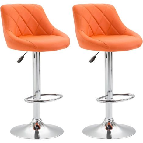 2x Sgabelli da bar girevoli in materiale sintetico arancione con poggiapiedi TDB10083