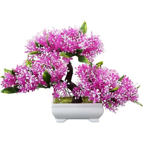 Bonsaï artificiel, plante artificielle, décoration pour chambre, bureau, salon, jardin, décoration intérieure, arbre japonais en pot-pink (1/5)