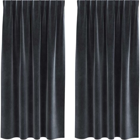 Rideaux occultants 2 pcs Gris foncé 140 x 175 cm Velours (1/5)