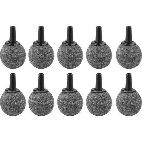 Burbujas de aire de madera de calabaza, 10 unidades, hechas de mineral, 2 cm de diámetro, conexión de 4 mm, para acuarios. (1/5)