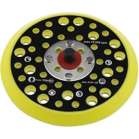 Lntyq Plateau de Support 125mm 5 pouces Compatible avec Mirka Ceros/Deros 44 Trous 5/16 Fixation de Fil Ponceuse Crochet et Boucle Support Accessoires pour Outils Électriques (1/4)