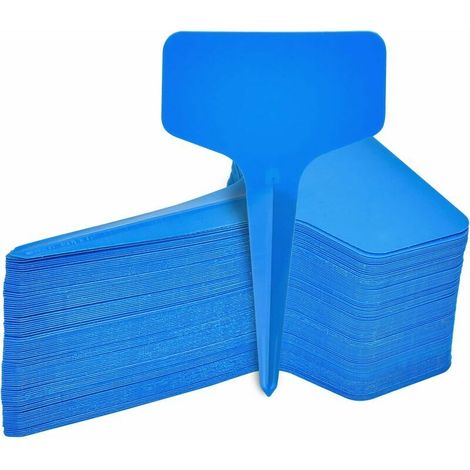 100Pcs Étiquettes de Plantes Durables, T-Type Étiquettes Plantes Étiquettes de Jardin Imperméable, Plastique Garden Etiquettes Signes pour Fleur Légumes Graine Jardin Pépinière 6 x 10cm (Bleu) (1/5)