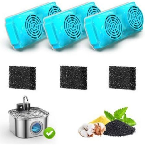 6 Wasserbrunnenfilter für Katzen: Wasserbrunnenfilter für Katzen für 3.2L INOX Brunnen - Mehrfachfiltration (3 Kohlefilter + 3 Schaumstofffilter)