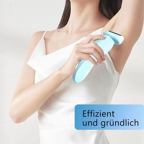 Rasoir électrique pour femme, 2 en 1, humide et sec, avec deux têtes de coupe, écran LED, bleu Étiquette (1/4)