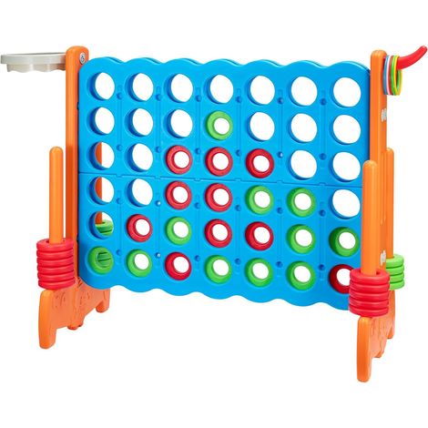 Trintion Giant Connect 4, 3-in-1 Indoor Outdoor Family Game with Basketball Hoop, Ring Toss, 42 Jumbo Rings, Quick-Release Slider, Four in A Row Game Set for Kids Adult (1/5)