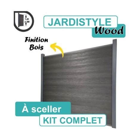 Kit Clôture Composite Gris Anthracite Effet Bois 3,6M - A Sceller - 1,40 mètre (1/4)