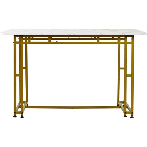 Mesa de comedor rectangular 120x70 cm con tablero de MDF y patas de metal doradas HOMVRA (1/5)