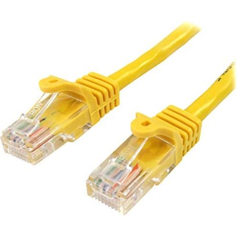CABLE RESEAU CAT5E UTP SANS   CROCHET DE 2M - M/M - JAUNE (1/2)