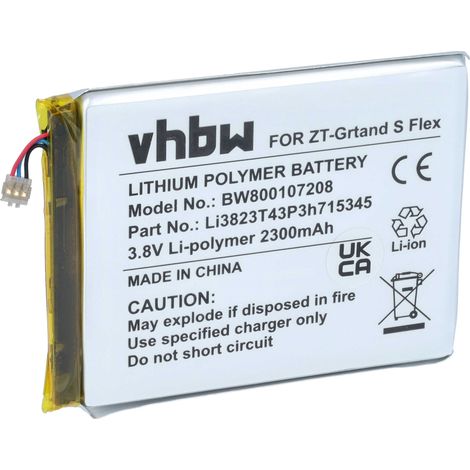 vhbw Akku Ersatz für ZTE Li3820T43P3h715345, Li3823T43P3h715345-H für Handy Smartphone Telefon (2300 mAh, 3,8 V, Li-Polymer) (1/5)