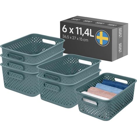 Essence Grand panier de rangement avec poignées 6x 11,4 L Gris (1/5)