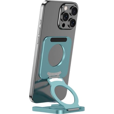Support de téléphone magnétique double face très fin pliable pour voiture avec rotation à 360 degrés - Support en aluminium pour bureau et véhicule (1/5)