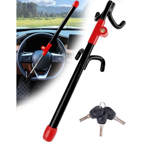 Lenkradschloss, legierter Stahl, 4 Haken, Kupferzylinder, verstellbar bis 78 cm, für Pkw, SUV und Transporter (1/5)