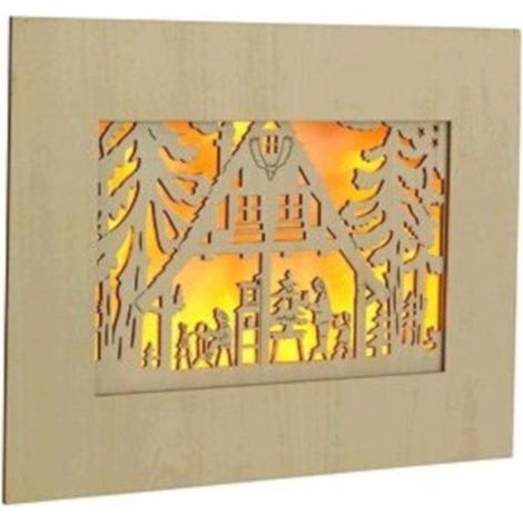 LED beleuchtetes Wandbild aus Holz Weihnachtsdeko Wanddeko Wandaufhänger Bild
