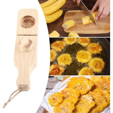 Bananenpresse aus Holz, Werkzeug zur Zubereitung von Bananenpfannkuchen (1/5)