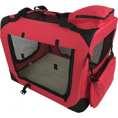 Small Pet Carrier Folding Soft Crate - Red (1/5)