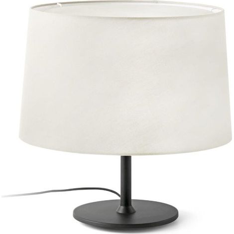 Faro Windsor Tischleuchte mit rundem konischem Schirm Mattschwarz, Leinen 1x E27 (1/3)
