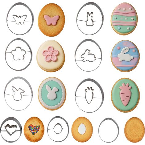 9 Pieces Cookie Cutters, Pastry Cutter, Pastry Cutters for Baking, Scone Cutter, 304 Stainless Steel, Rabbit, DIY, Suitable for Baking Biscuits, Cakes, Sandwiches, Birthday, Party