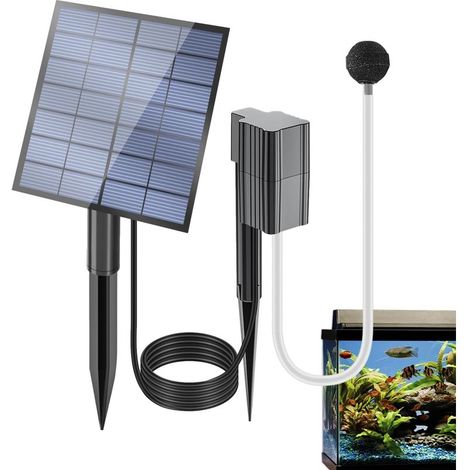 Aérateur Solaire de Bassin, Pompe à Air Réglable Silencieuse pour Étang et Aquarium, Bulleur d'Oxygène Économe en Énergie (1/5)