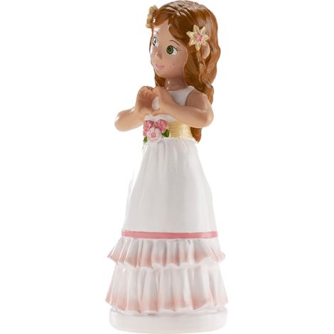 Statuetta per torta di comunione - Bambina con un cuore (1/5)