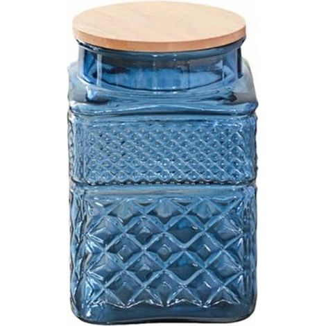 Bocal carré en verre, 66 oz (environ 1,7 kg) avec couvercle, bocal à bonbons, récipient en verre pour conserver les aliments, moudre le café, le thé, (1/4)