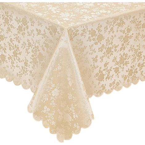 Nappe rectangulaire en vinyle imperméable et épais,lavable et facile à nettoyer, adaptée aux cuisines (beige,52 poucesx70pouces) (1/5)