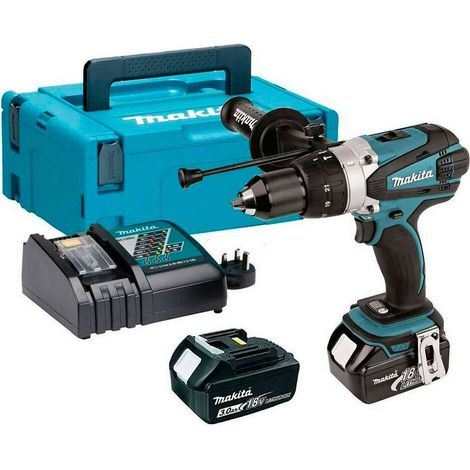Makita DHP458RFJ Cordless 18V LXT Combi Drill With 2 x 3.0Ah Batteries, Charger And Case (1/3)