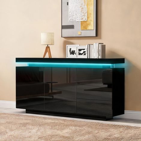 Buffet coloris noir en panneau de particules 140 x 38 x 72 cm (1/5)