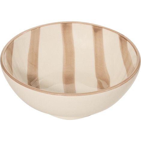 Zafferano Set 6 Bols À Rayures Lido Sable En Céramique Artisanale Italienne, Design À Rayures Verticales Élégantes Pour Une Table De Prestige