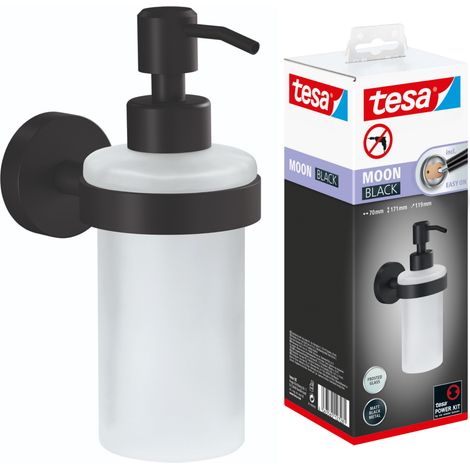 tesa MOON BLACK Distributeur Savon Noir Mat Verre Satiné 200ml (1/5)