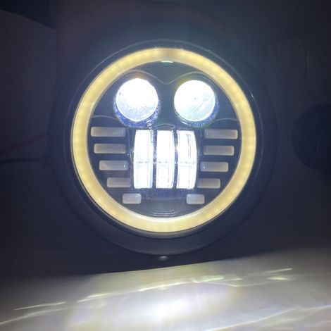 12V 6,5-Zoll-Motorrad-LED-Scheinwerfer, 12–80V DC, zweifarbig, IP67 wasserdicht, Tagfahrlicht, runder Frontscheinwerfer, Ersatz für Suzuki, mit Halterung (1/5)