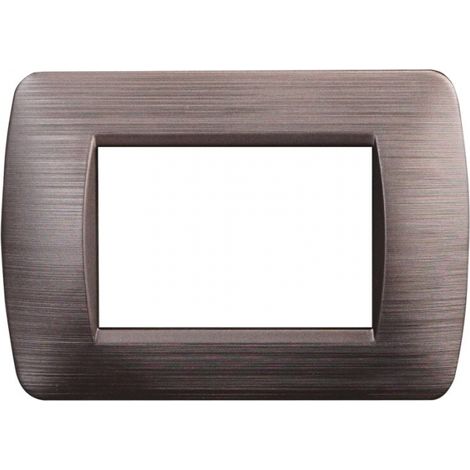 Placca serie Space, 3 moduli, plastica satinata, bronzo, compatibile con serie BTicino Living - Ettroit LN85310