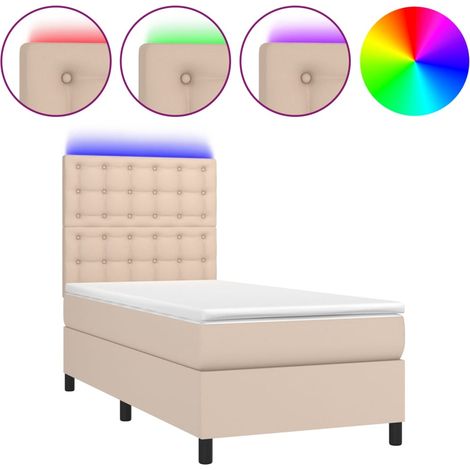 Maison Exclusive - Giroletto Molle Materasso e LED Cappuccino 90x200 cm Similpelle
