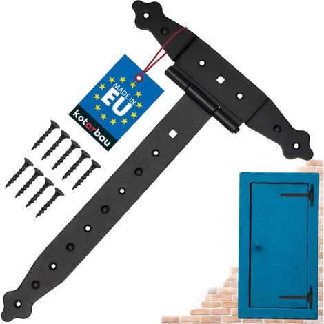 Charnière en croix noire 300 mm - Plaque de porte - Raccord en bois - Revêtement par pulvérisation - Charnière extérieure (1/5)