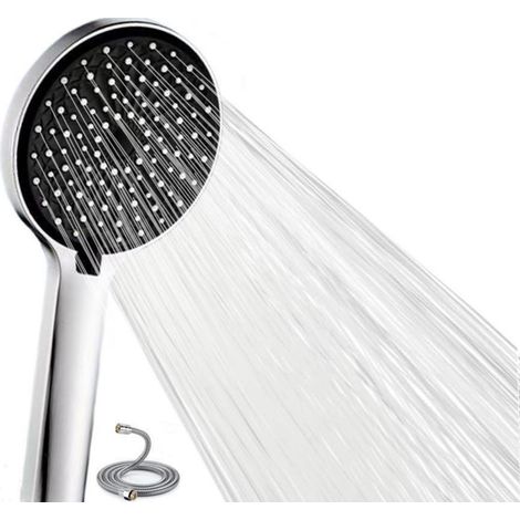 Duschkopf mit Schlauch, 5 Strahlarten, 120mm Regendusche, Wassersparend, Silber (1/5)