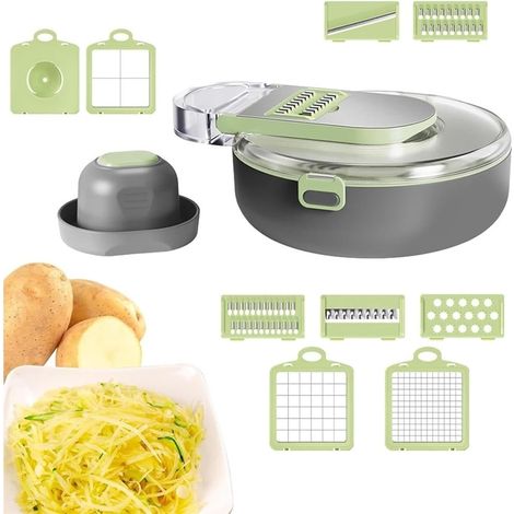 TrAdE Shop Traesio - Affettatrice 9in1 Tritatutto Portatile In Acciaio Con Cestello Scolapiatti Multifunzionale - (1/5)