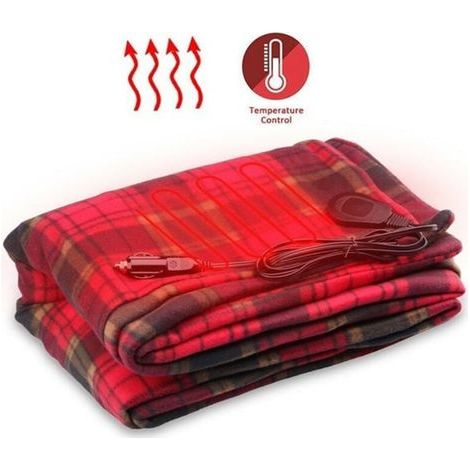 Couverture électrique 12 V pour Voiture - 150 x 100 cm - Couverture chauffante Douce Double Couche - Couverture chauffante à Carreaux pour l'hiver, Les Voyages, Le Camping en Plein air (1/5)