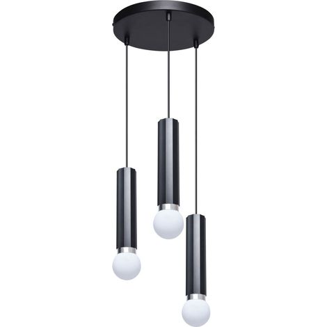Lámpara colgante Macera 3 E27, color negro arena, aluminio italux PND-33849-3R-BK (1/3)