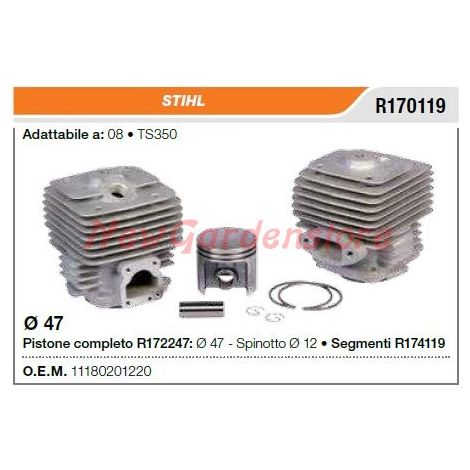 Cilindro pistone segmenti STIHL motosega 08 TS350 R170119