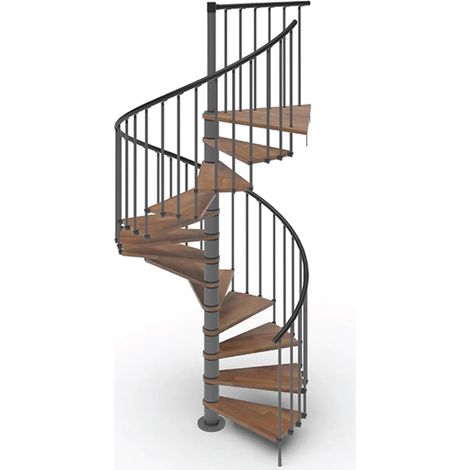 Escalier colimaçon 13 marches - Hauteur à franchir de 2.67m à 3.12m - Diamètre 1.05m - Structure anthracite et marche noyer - PHOLA105/SAMNOY-13