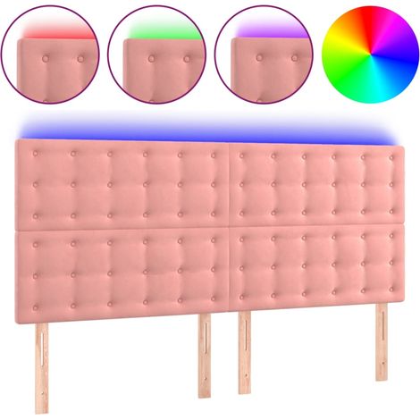 Tête de lit,Panneau décoratif à LED Rose 180x5x118/128 cm Velours CFW4086838 (1/5)